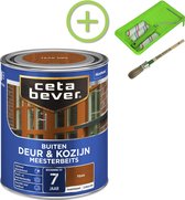 CetaBever Buiten Deur & Kozijn Meester Beits - Zijdeglans - Teak - 750 ml Inclusief 6 delige beitsset