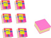 Stick'n Kleine Kubus - 6 pack - 50x50mm, neon/pastel mix roze, 250 sticky notes