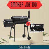 Landmann Smoker Joe 100 Zwart - Avec Mallette à Outils - Avec Thermomètre - Avec Couvercle - Avec Plan de Travail - Avec Roulettes - Avec Couverts - Fumoir - Barbecue à Charbon de bois - Barbecue à Charbon - Look Américain -