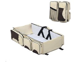 Baby bed - Luiertas - Reisbedje voor Baby’s en Kleuters - Opvouwbare Reiswieg - Reisbed met matras - Reistas - Creme