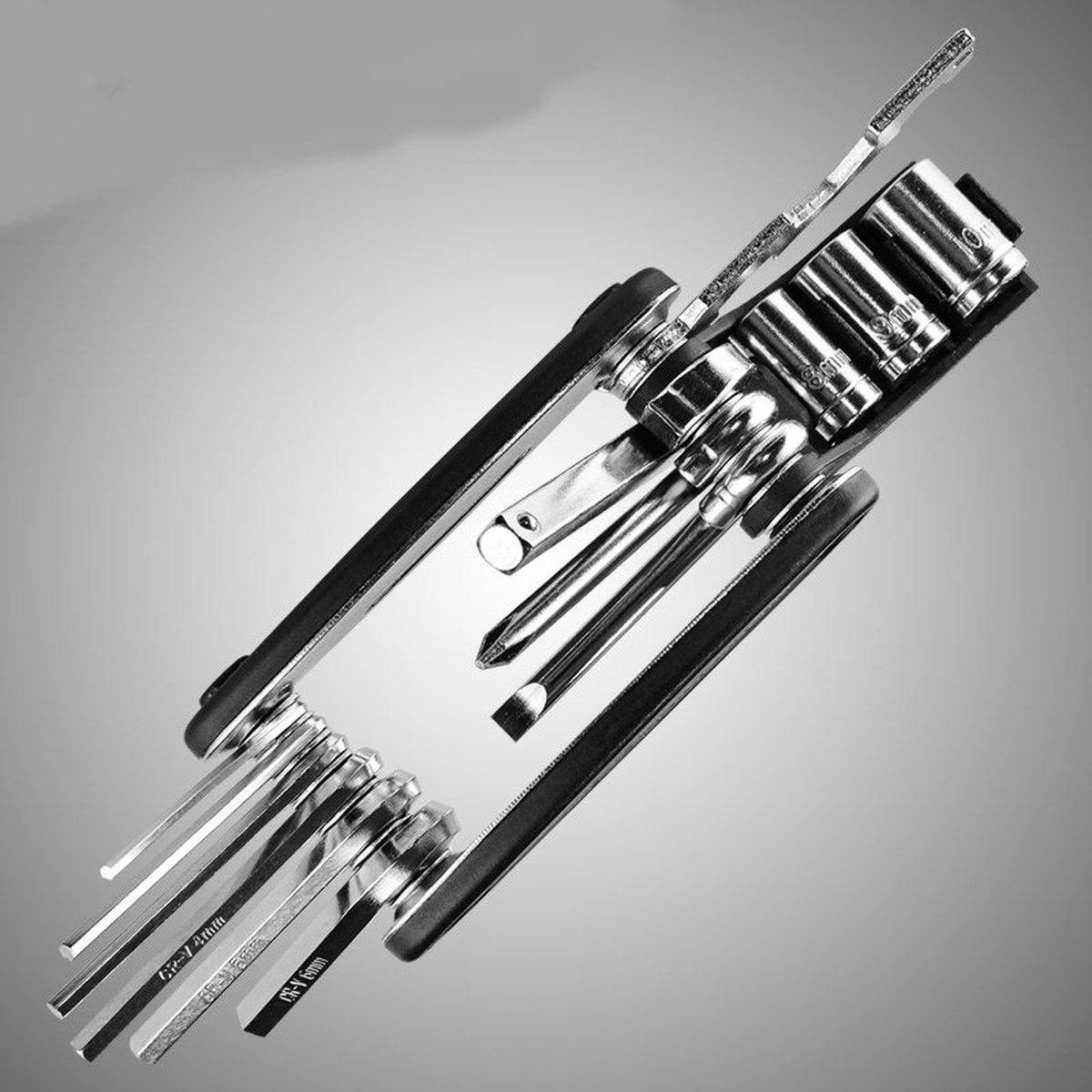 Multitool Fiets gereedschap reparatieset - 12 delige - Pocket Tool - Racefiets - Mtb - Toerfiets - Ebike - Fietsen thumbnail 5