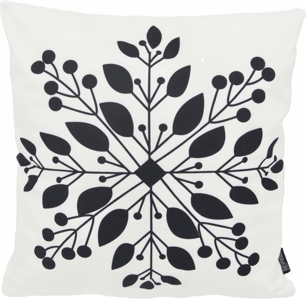 Gek op Kussens! Sierkussen Sneeuwvlok | 45 x 45 cm | Katoen/Polyester Wit\Zwart