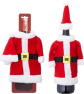 Decopatent® 2-Delige Kerst Wijnfles pullover set - Kerstmis wijnfles hoes - Wijnfles Versiering - Wijn Kerstkostuum + Kerstmuts