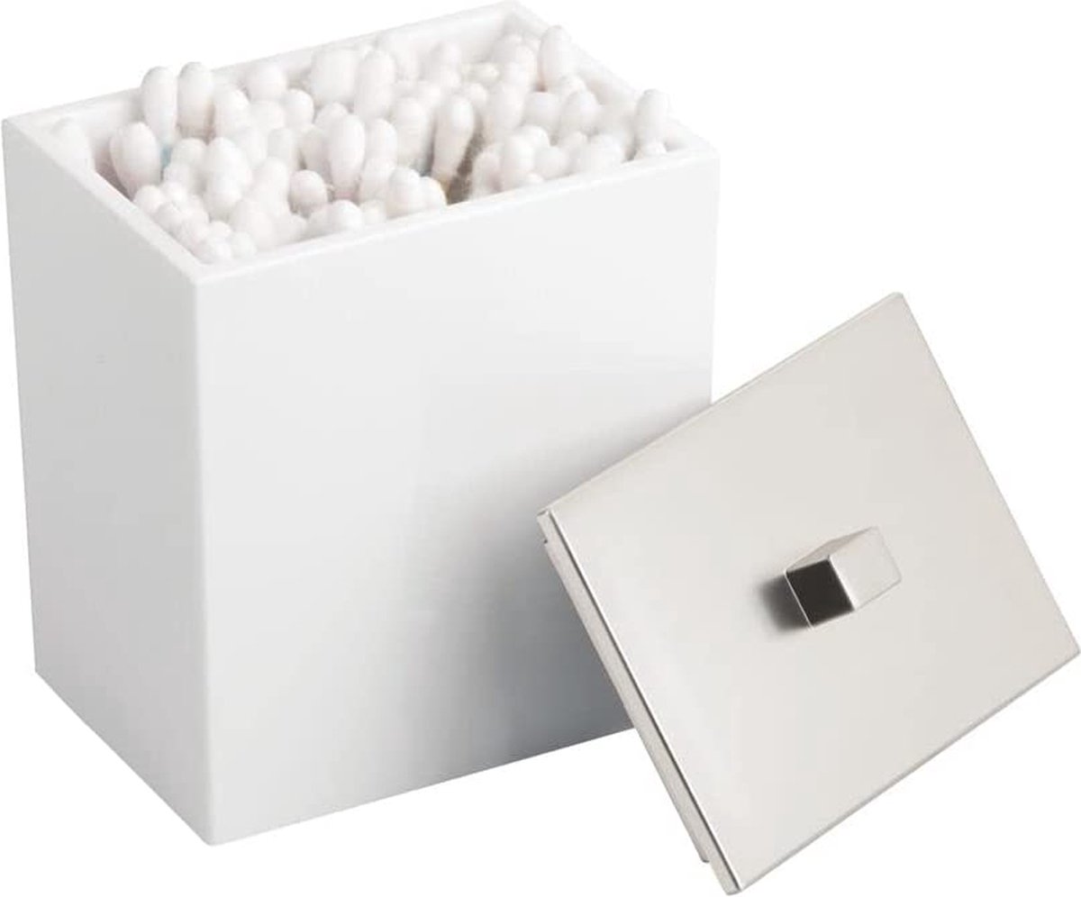 Pot Rangement Coton IDesign Cade Avec Couvercle – Boîte Ronde Noire Pour Salle De Bain Et Cosmétiques