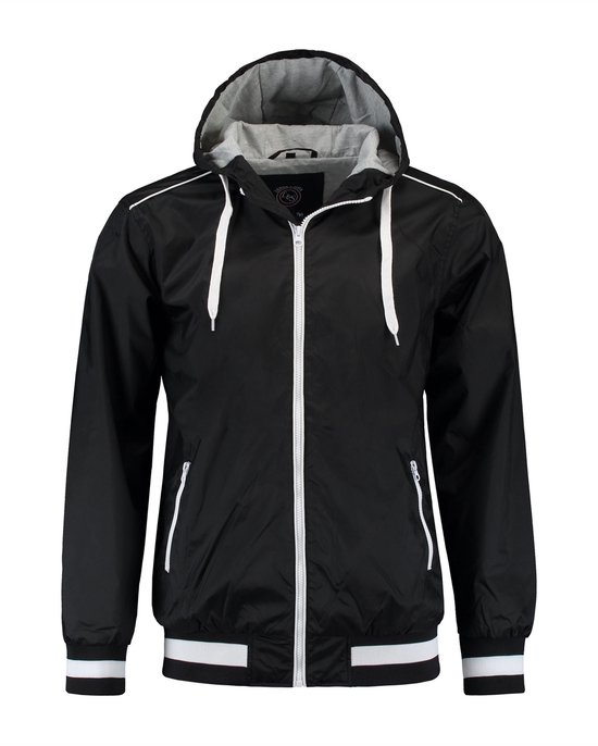 L&S nylon jacket met capuchon unisex zwart - S