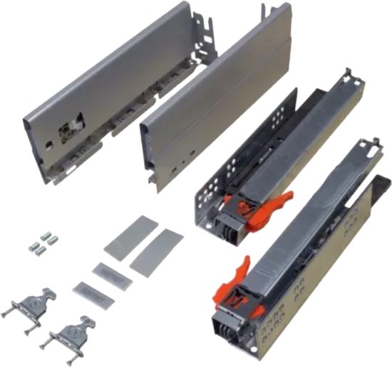 Ladegeleider softclose volledig uittrekbaar 300mm Inclusief zijwanden Grijs bol