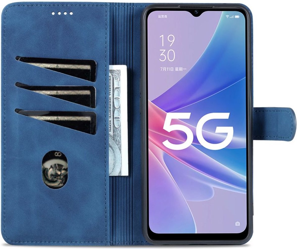 AZNS Oppo A58 5G / A78 Hoesje Portemonnee Book Case Kunstleer Blauw