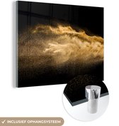 MuchoWow® Glasschilderij 80x60 cm - Schilderij acrylglas - Zand - Goud - Zwart - Luxe - Kunst - Foto op glas - Schilderijen