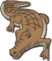 Strijk embleem - Patch - Krokodil bruin - 6 x 7,5 cm