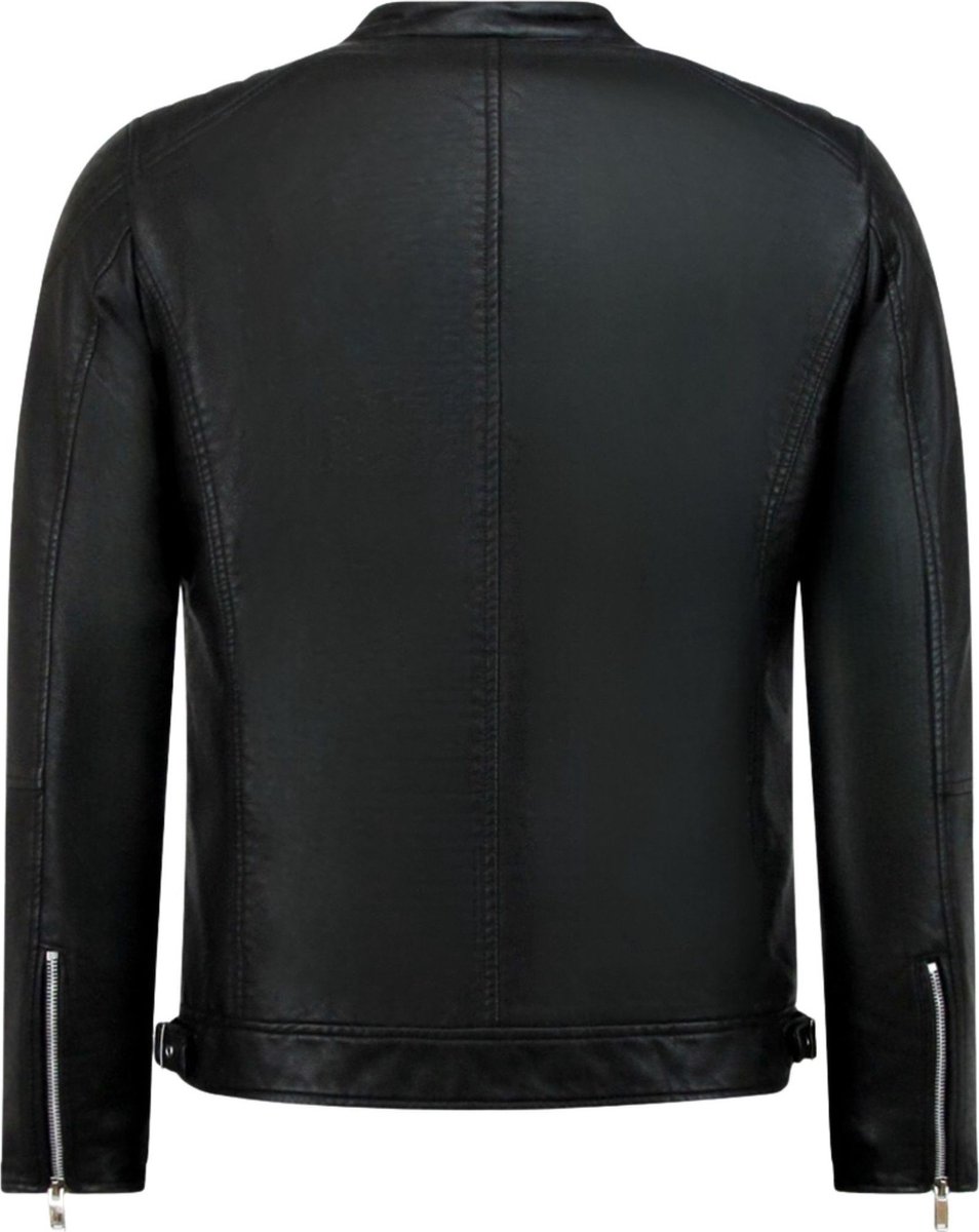 Nep leren jas heren - Motor Jack - Biker Jas Heren - 8091 - Zwart – foto 2
