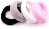 Badstof elastiek ribbel zwart-grijs-roze-wit