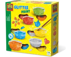 foto van SES - Plakkaatverf Glitter - goed uitwasbaar - 6 heldere kleuren met glitters
