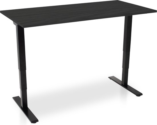 Zit-sta bureau elektrisch verstelbaar - MRC COMFORT NEN-EN 527 | 180 x 80 cm | frame zwart - blad zwart eiken | 130 cm hoog | 100KG draagvermogen