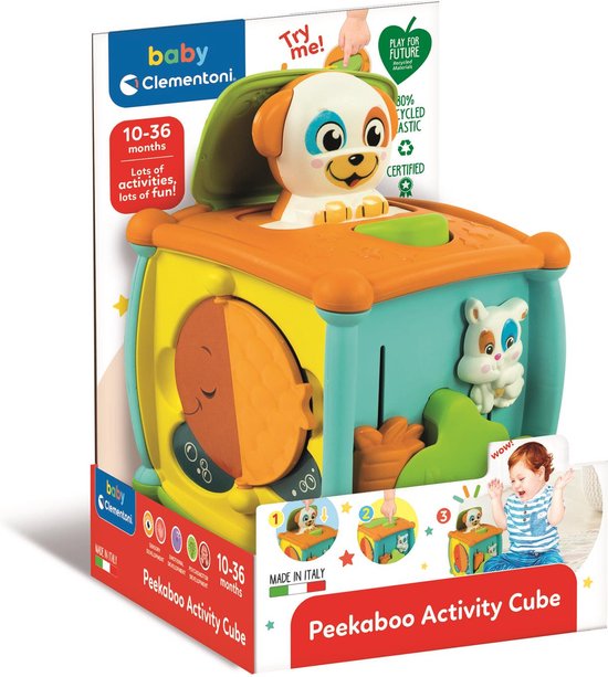 Baby Clemenoni - Kiekeboe Activiteiten Kubus - Speelkubus - Interactief Speelgoed - 1 tot 3 Jaar