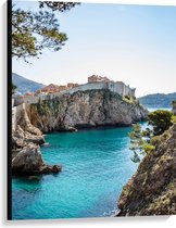 Canvas - Rots in de Zee van Dubrovnik, Kroatië - 75x100 cm Foto op Canvas Schilderij (Wanddecoratie op Canvas)