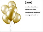 100x Luxe Ballon pearl goud 30cm - biologisch afbreekbaar - Festival feest party verjaardag landen helium lucht thema