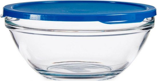 Ronde Lunchtrommel met Deksel Blauw Transparant Plastic Glas (2500 ml)