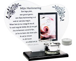 Waxinehouder In Memoriam met gedicht Mijn Herinnering...,Fotolijst In Memoriam, In Memoriam, overlijden,overleden,herdenken,