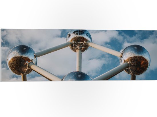 PVC Schuimplaat - Atomium in Brussel, België - 90x30 cm Foto op PVC Schuimplaat (Met Ophangsysteem)