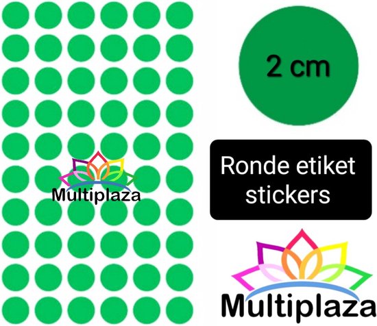 hebben Datum Mannelijkheid Ronde stickers etiketten ○ GROEN ○ 2cm - "MULTIPLAZA" - 10 x 54 etiketten  (540) -... | bol.com