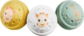 Sophie de giraf Muzikale Speelballen - 5-Senses Collectie - Speelgoedbal - Babyspeelgoed - 100% Natuurlijk rubber - OK-Biobased - Vanaf 3 maanden - Geel/Wit/Groen - 3 Stuks