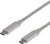 DELTACO - USBC-1368 USB-C naar USB-C kabel 40W USB PD (3.1 Gen 2) - 1,5m - Zilver