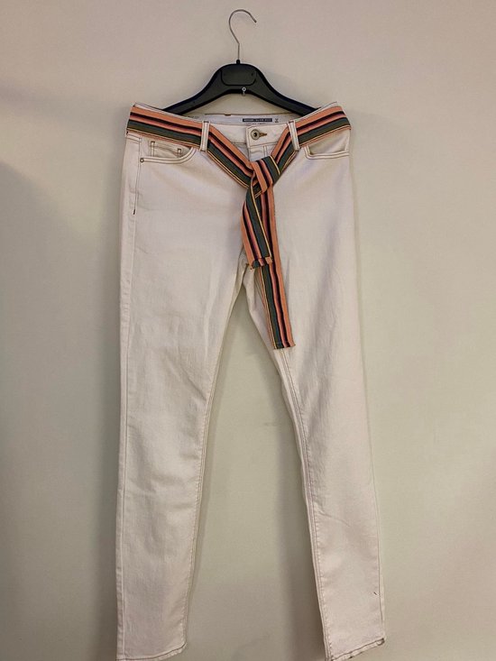 Witte Esprit broek met ceintuur - medium slim fit - L32