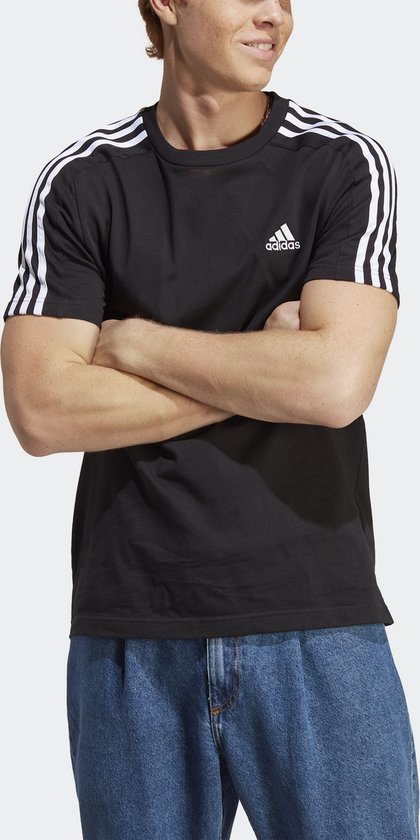 Foto: Adidas sportswear essentials single jersey 3 stripes t shirt heren zwart 2xl