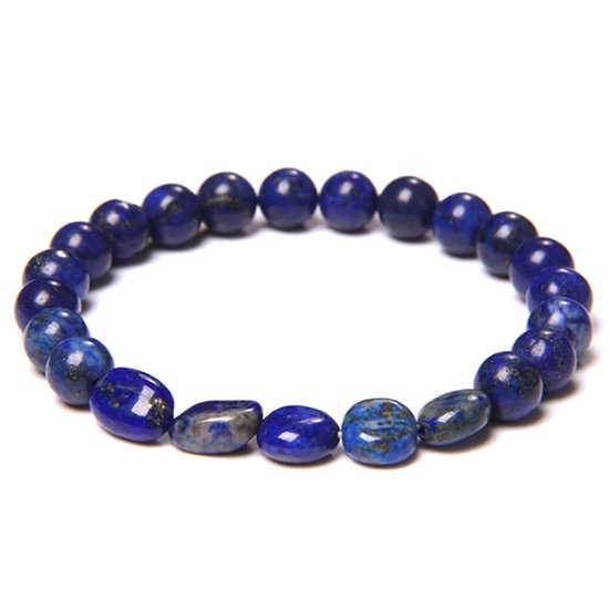 Marama - damesarmband Lapiz Lazuli - elastisch - edelsteen - 19-24 cm. - blauw