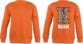Sweater kind - Oranje - met voorletter en naam - Maat 98/104