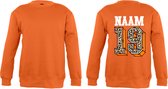 Sweater kind - Oranje - met naam en geboortejaar - Maat 134/140
