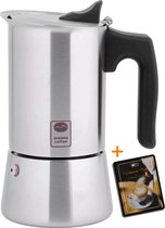 Vienna Coffee Percolator Inductie 6 Kops – Espresso Koffiemaker – Moka Pot – RVS – incl. Rediscover Coffee E-boek