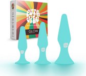PureVibe® Glow in the Dark Buttplug Set voor Mannen en Vrouwen - Buttplugs - Anaal Plug - Erotiek - Sex toys - Femme & Hommes - Blauw