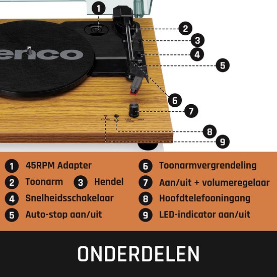 Lenco Platenspeler - Ingebouwde Speakers - Auto-stop - LS-10WD - Hout — afbeelding 5
