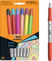 BIC Intensity Permanent Markers - Dunne Punt - Diverse Kleuren - 12 Stuks - Intense Kleurset voor Foto’s, Plastic, Watervast en Nog Veel Meer
