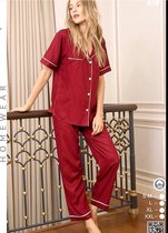Dames Pyjama Set Ada/ 100% Katoen / Bordeaux / maat XXL