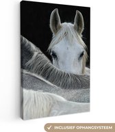 Toile - Décoration murale - Cheval - Animaux - Wit - Zwart - Décoration murale - 40x60 cm - Canvasdoek - Peinture sur toile