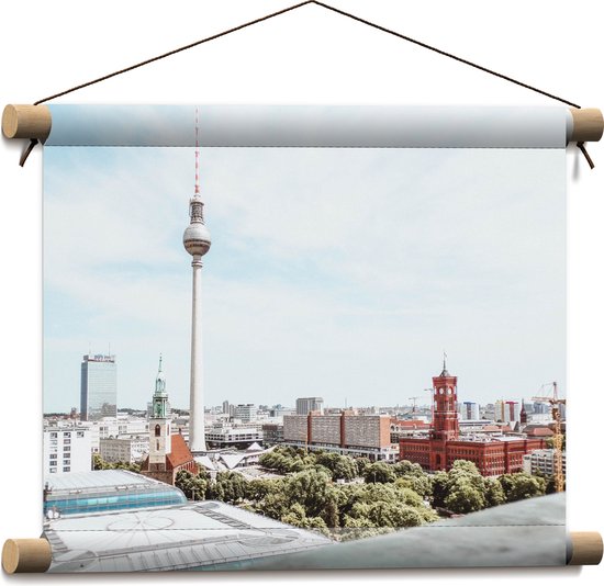Textielposter - Duitse Stad met Mooie Gebouwen - 40x30 cm Foto op Textiel