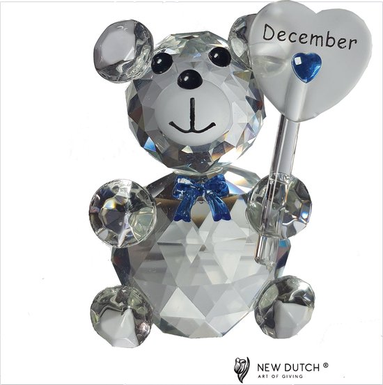 Kristallen beer met geboortesteenTurquoise maand December, kraamkado, Crystal Bear , verjaardags kado