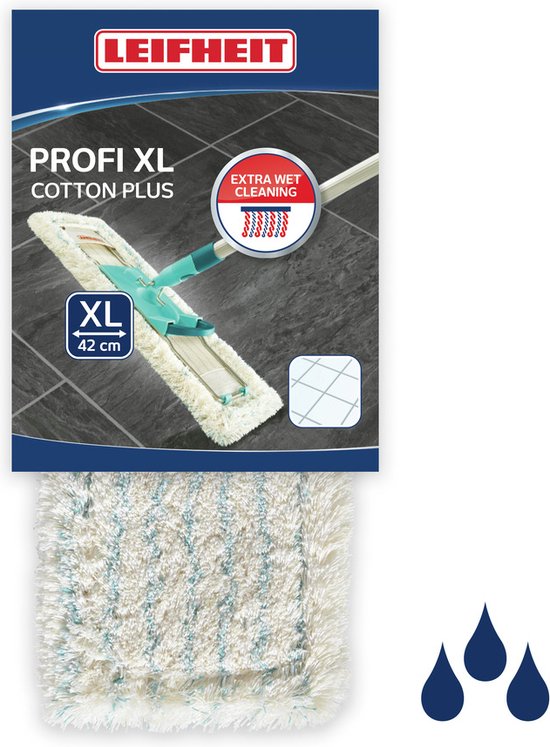 Leifheit Profi overtrek dweildoek vloerwisser xl - 42 cm wisbreedte - Cotton Plus - Leifheit