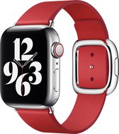 Apple Leather Band Modern Buckle voor de Apple Watch Series 1 / 2 / 3 / 4 / 5 / 6 / 7 / 8 / 9 / SE - 38 / 40 / 41 mm - Maat L - Scarlet