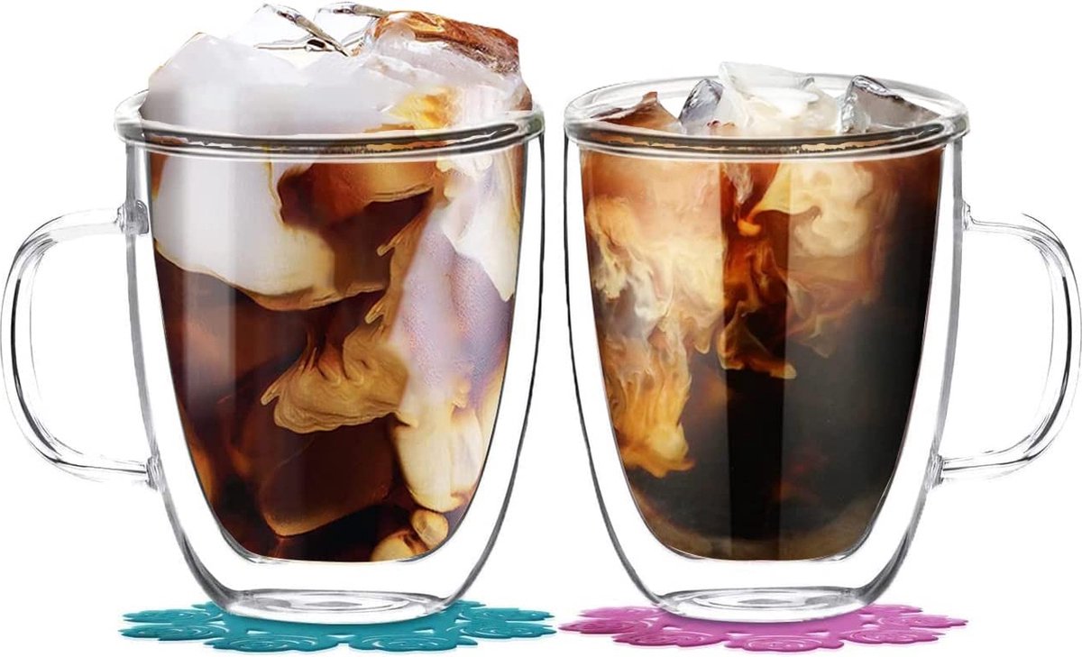 4x Verre Double Paroi 250ml Verre Café Thé Boire Borosilicate