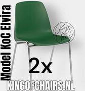 King of Chairs -set van 2- model KoC Elvira groen met verchroomd onderstel. Kantinestoel stapelstoel kuipstoel vergaderstoel tuinstoel kantine stoel stapel kantinestoelen stapelstoelen kuipstoelen stapelbare keukenstoel Helene eetkamerstoel