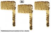 3x Paillettenband breed elastisch goud 2,7cm x 3 meter - Paillet thema party festival kleding feest