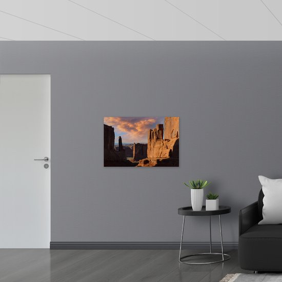WallClassics - Verre acrylique - Vue depuis le belvédère de Park Avenue dans l'Utah, Amérique - Photo 90 x 60 cm sur verre acrylique (avec système de suspension)