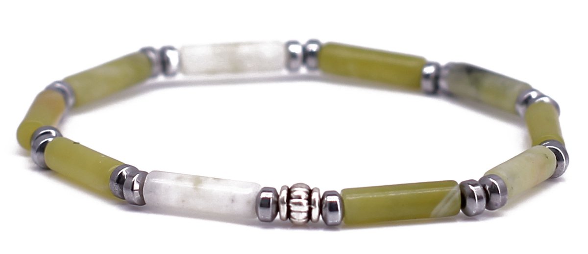 Fortuna Beads – Italia Taiwan Serpentine – Kralen Armband – Heren & Dames – Geel – 16.5cm