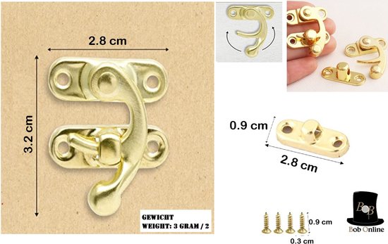 2 Stück Antiker Vintage Schnell Verschluss, Haken Verschluss Verriegelungshaken Haspe Drehriegel Vintage Haken Klein Antique Hook Hasp Latch mit Schrauben für Holzkiste Schmuckschatulle(33mm x 28mm