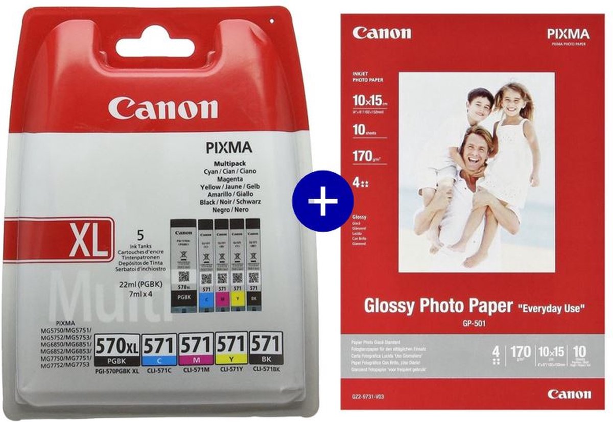 Canon PGI-570XL & CLI-571 - Inktcartridge - Incl. Canon Fotopapier