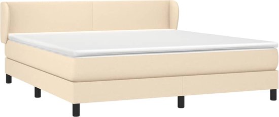 vidaXL - Sommier tapissier - avec - matelas - tissu - crème - 160x200 - cm