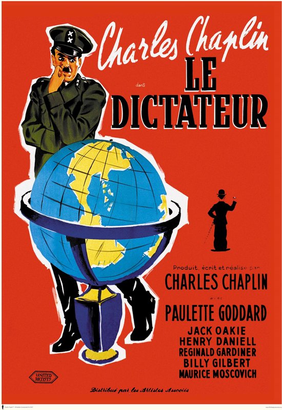 Affiche The Great Dictator Film Hollywood de Charlie Chaplin au format 68 x 98 cm.